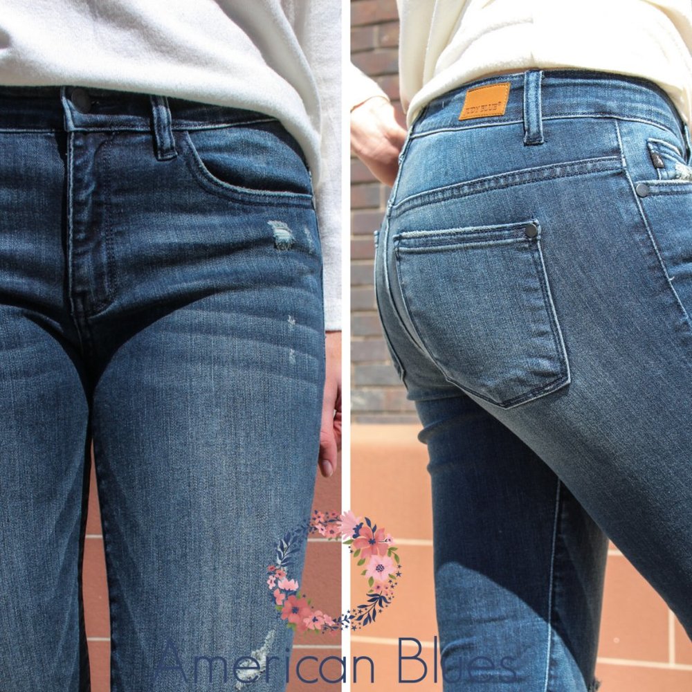 NWT Judy Blue Jeans Mid Rise Distressed Skinny - Picture 4 of 8